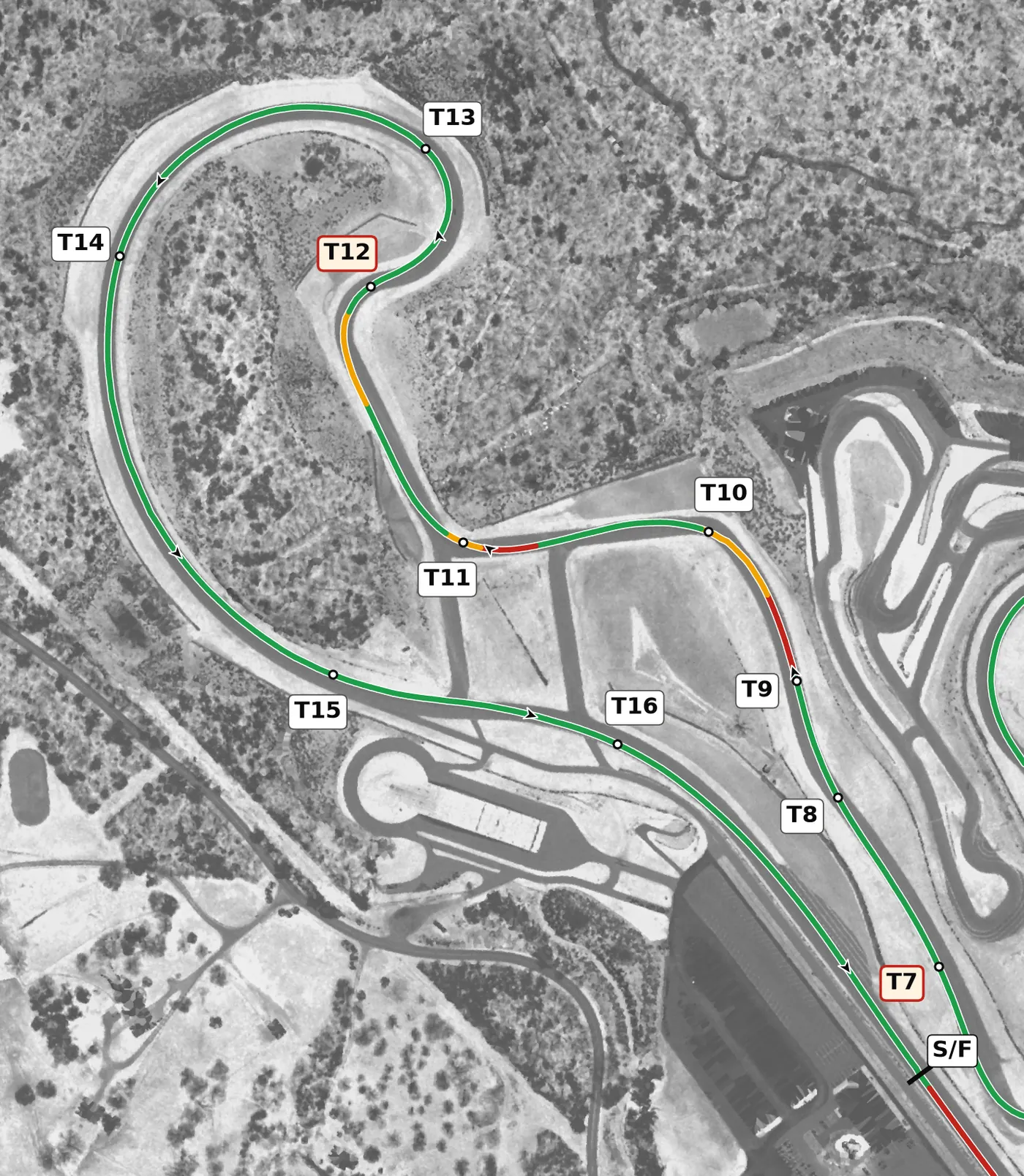 Atlanta MP race line, Sector 3: T12 to T16