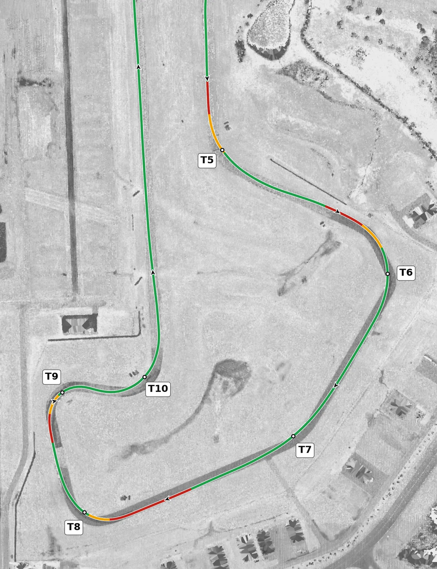 Autobahn (Full) race line, Sector 2: T5 to T10