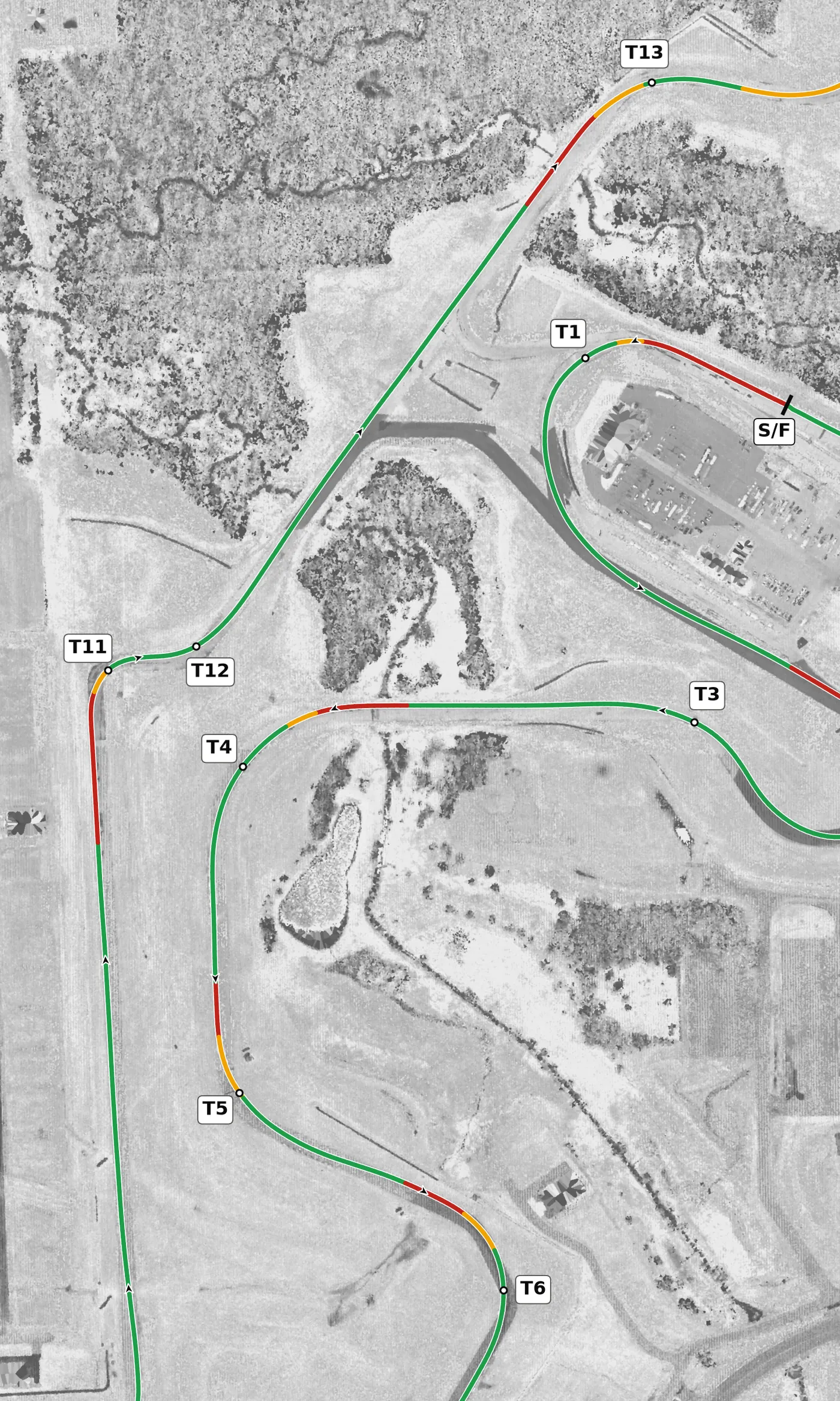 Autobahn (Full) race line, Sector 3: T11 to T13