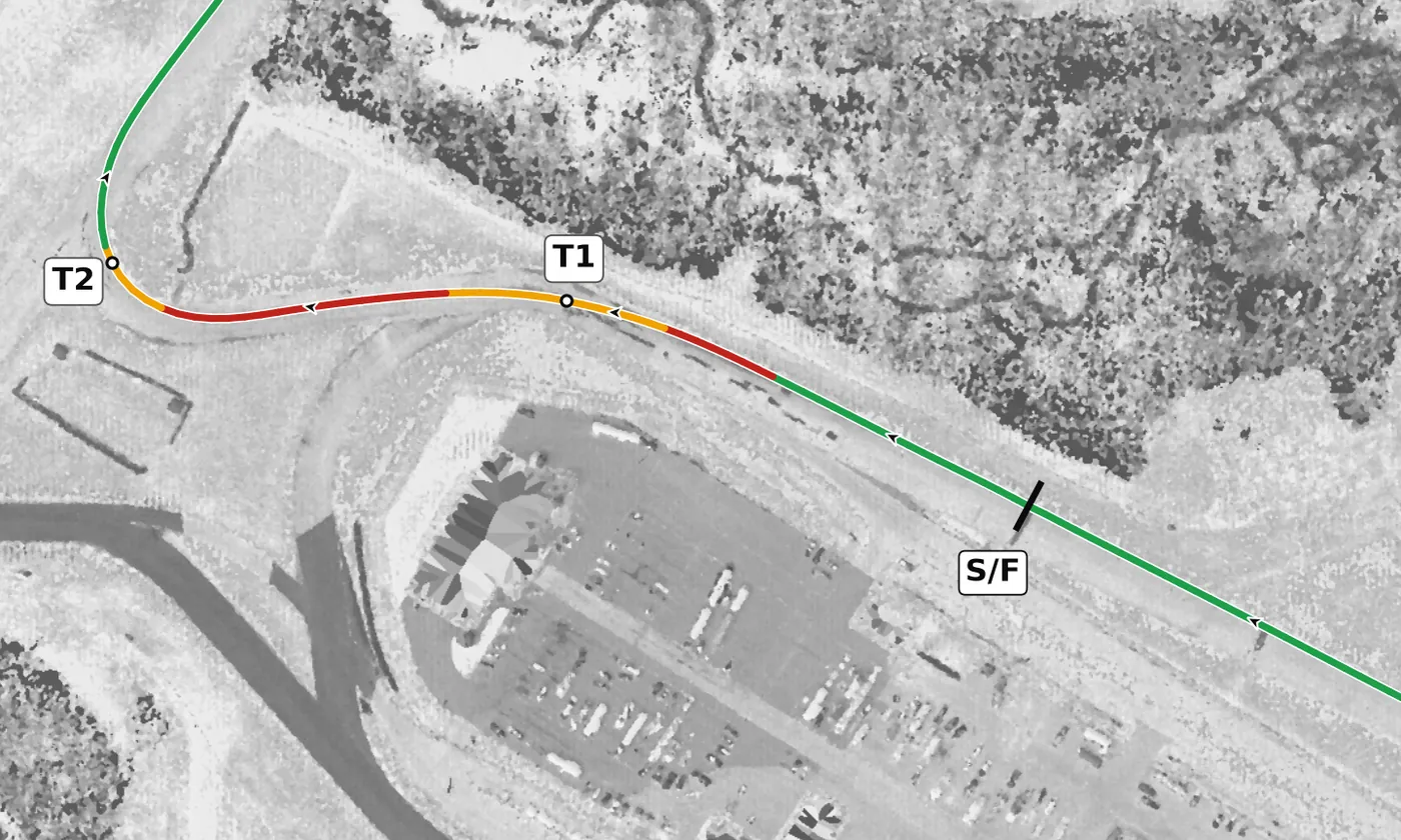 Autobahn (North) T1 race line close-up