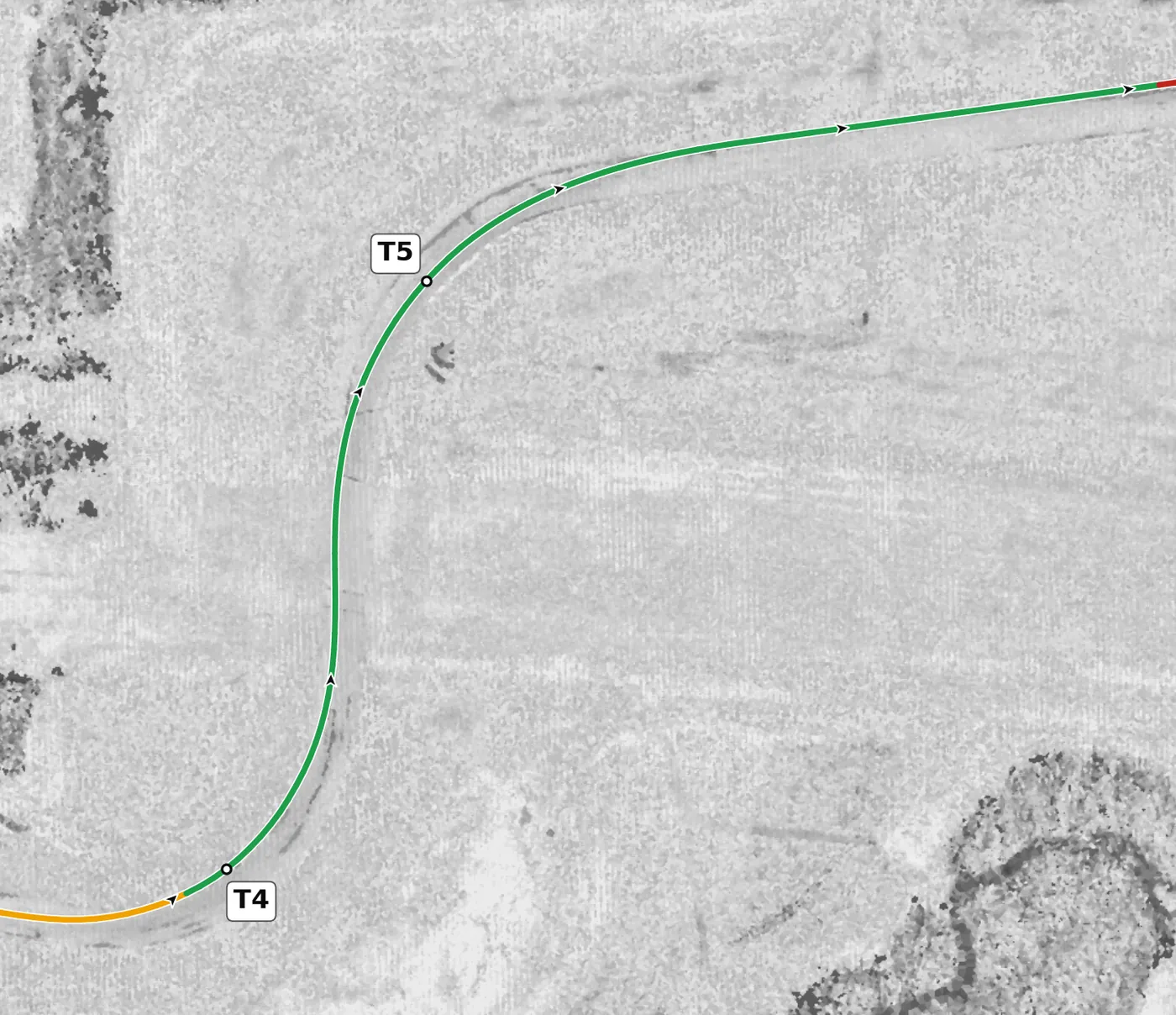 Autobahn (North) T5 race line close-up