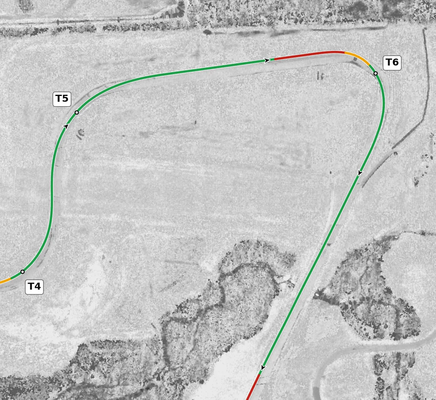 Autobahn (North) race line, Sector 2: T5 and T6