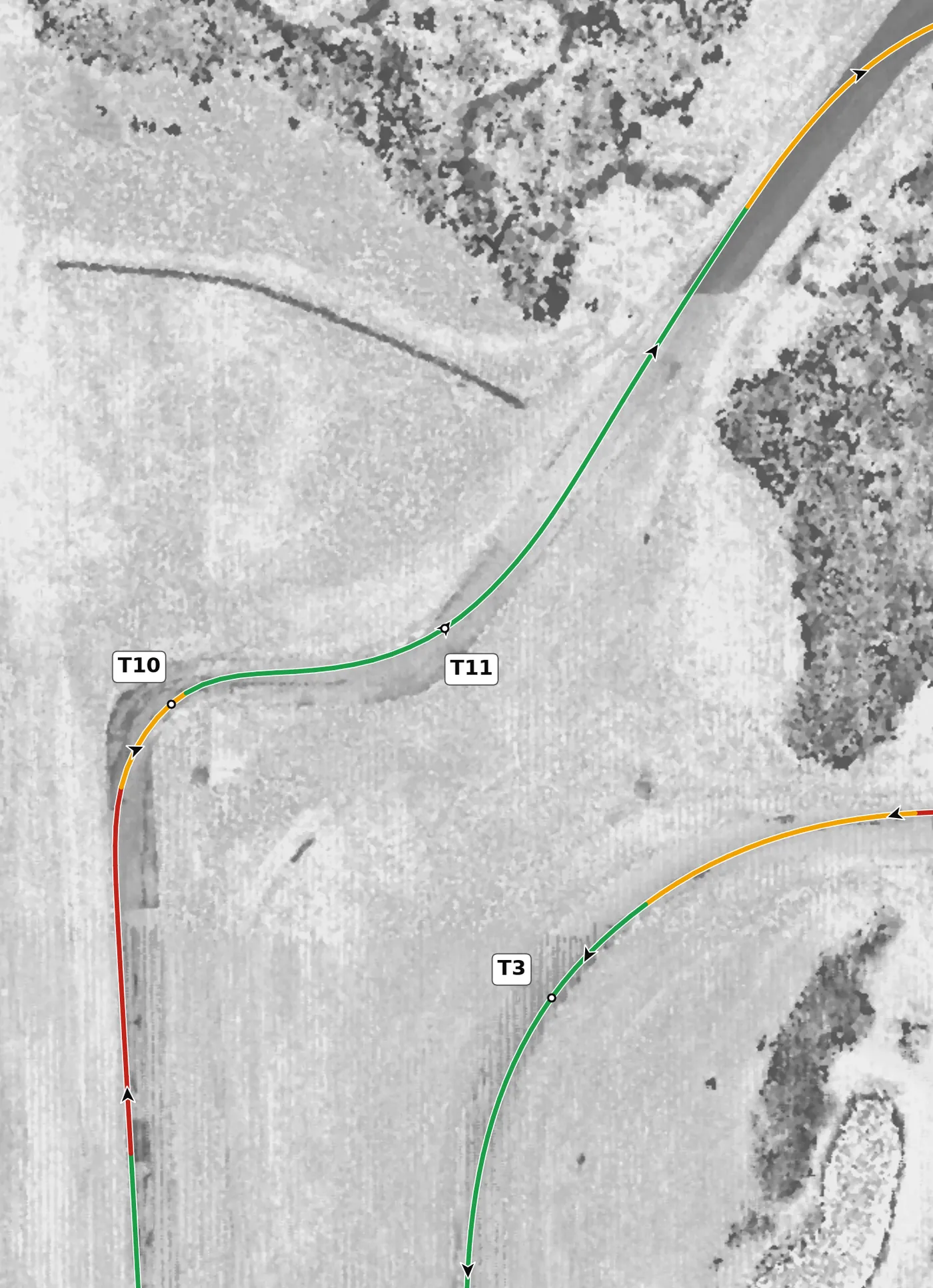 Autobahn (South) T11 race line close-up