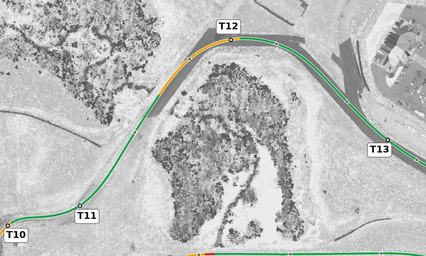 Autobahn (South) T12 race line close-up