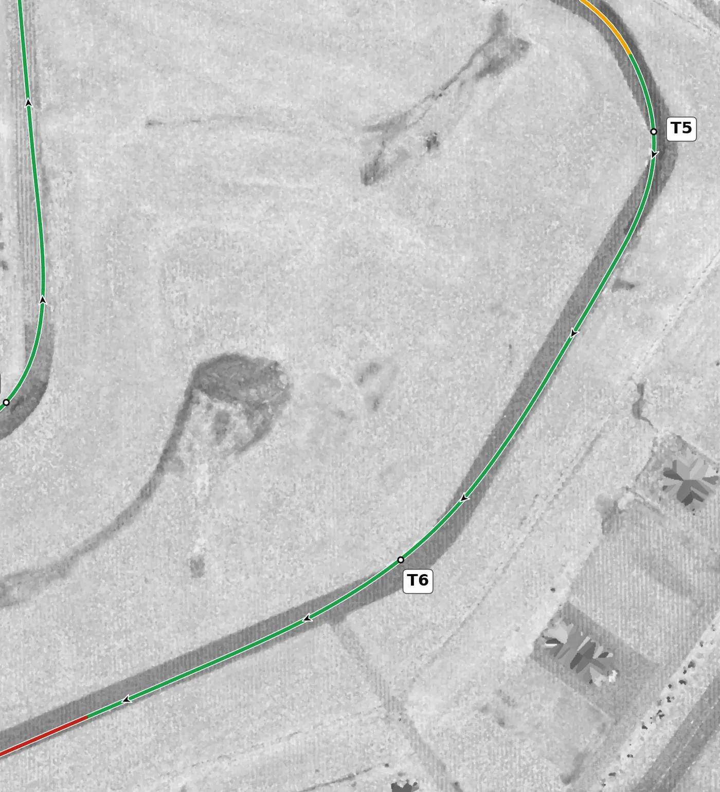 Autobahn (South) T6 race line close-up
