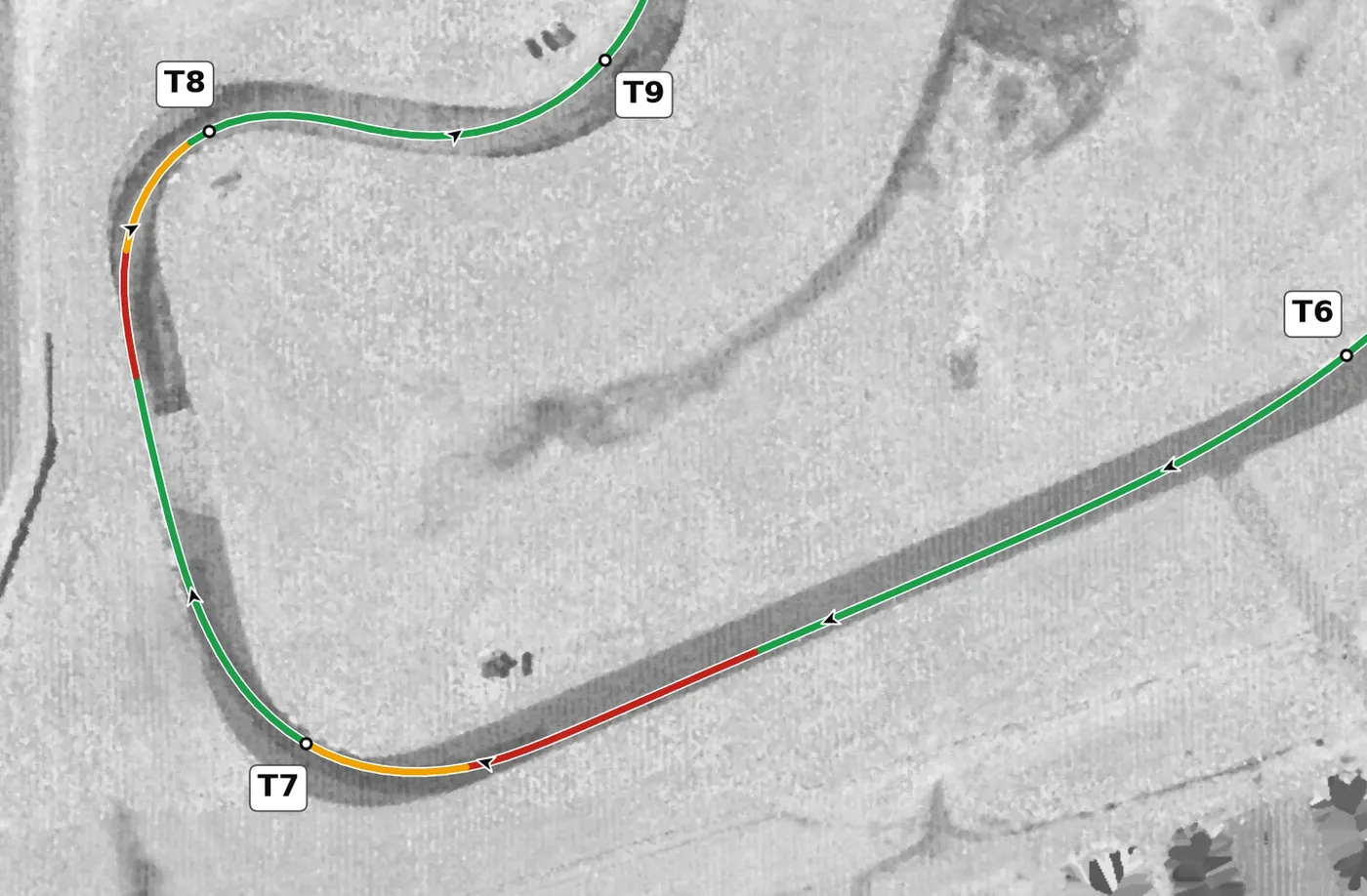 Autobahn (South) T7 race line close-up
