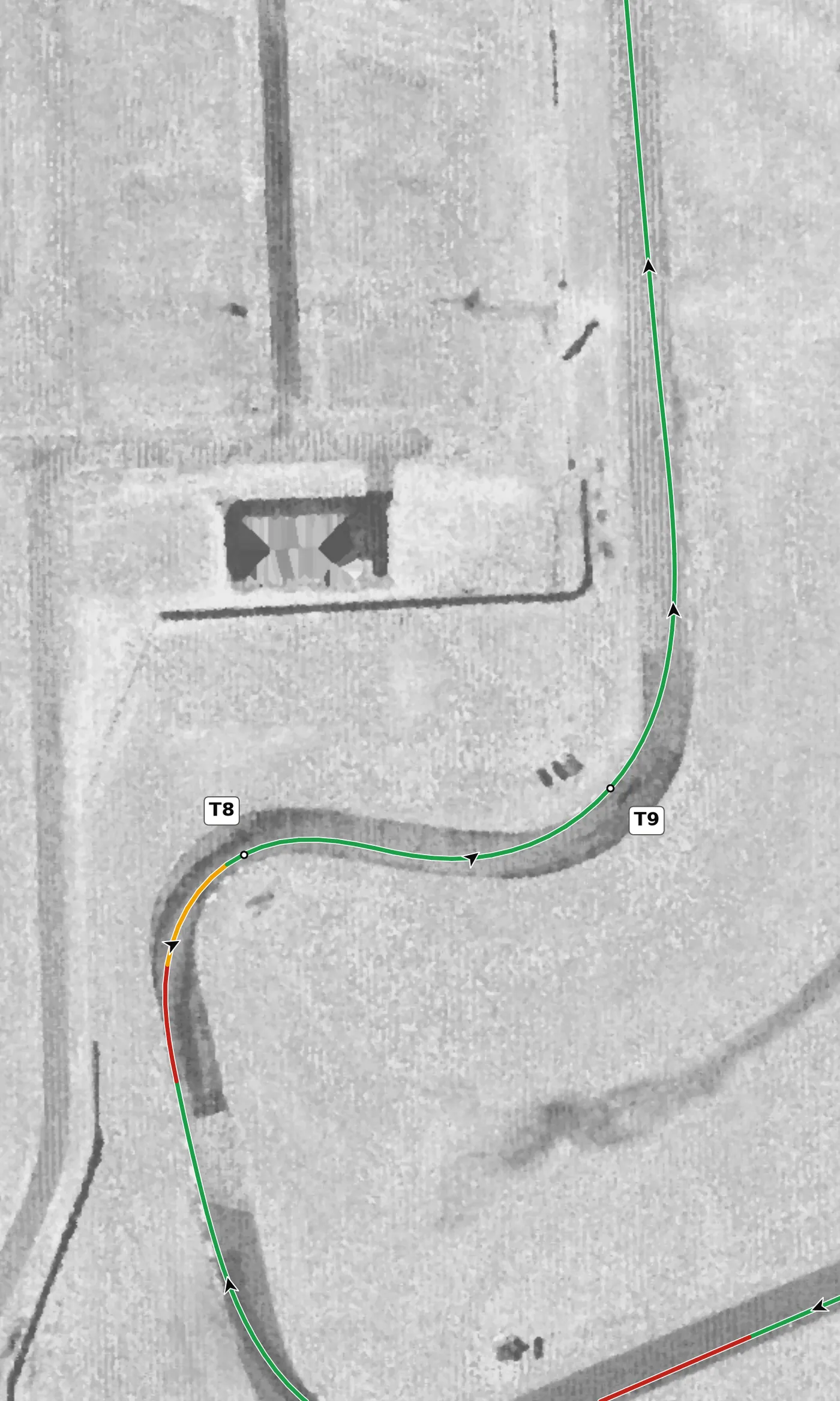 Autobahn (South) T9 race line close-up