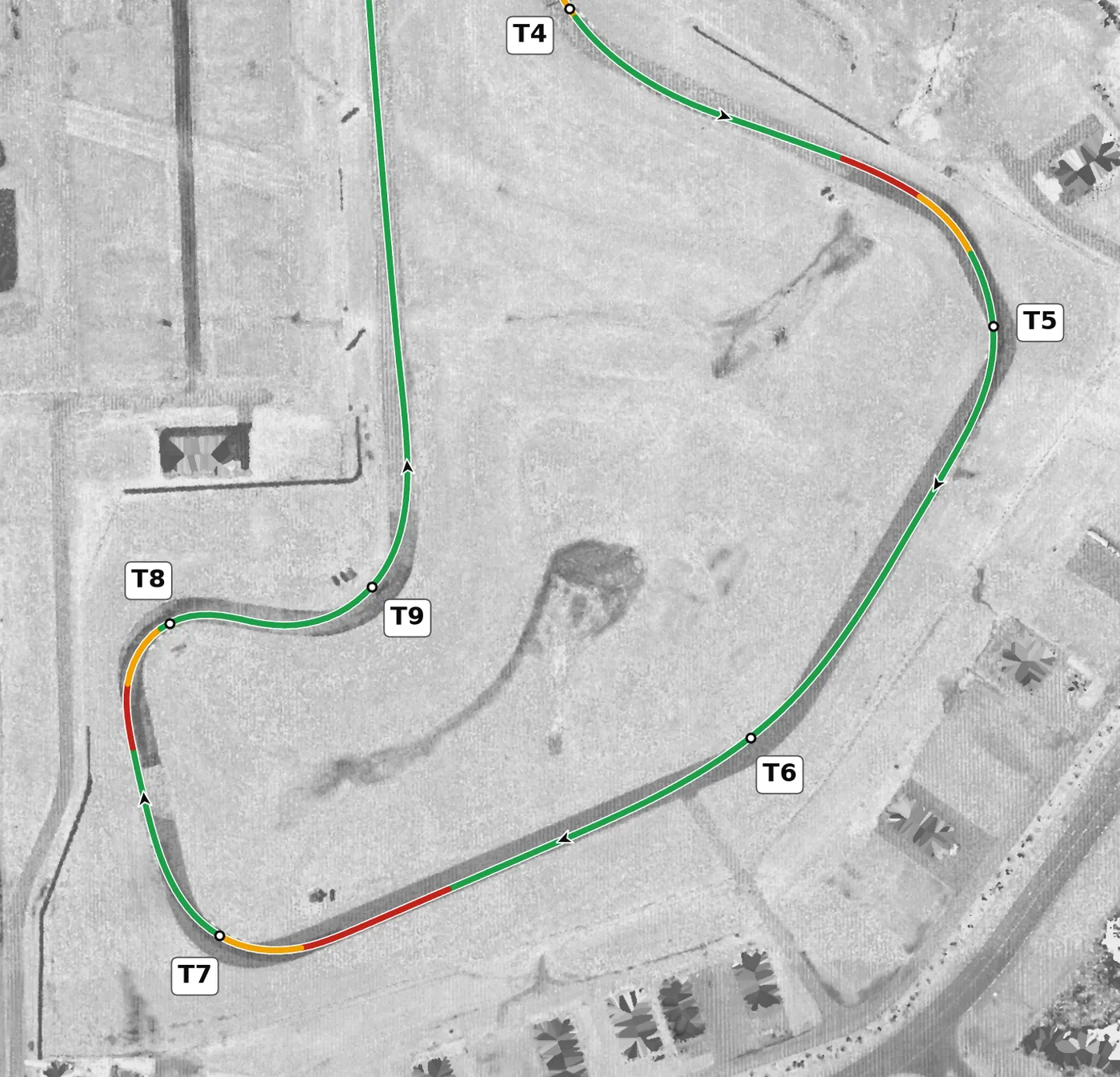 Autobahn (South) race line, Sector 2: T5 to T9