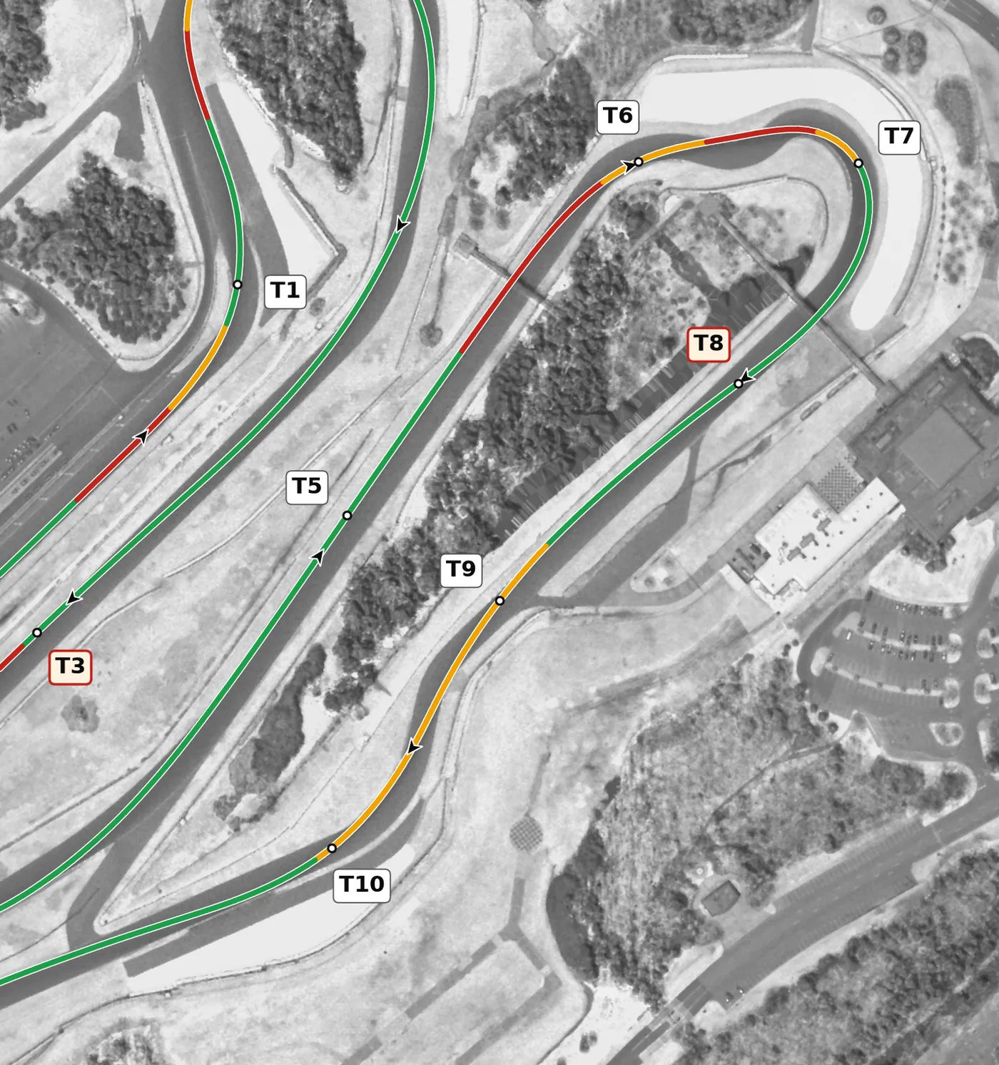 Barber race line, Sector 2: T5 to T10