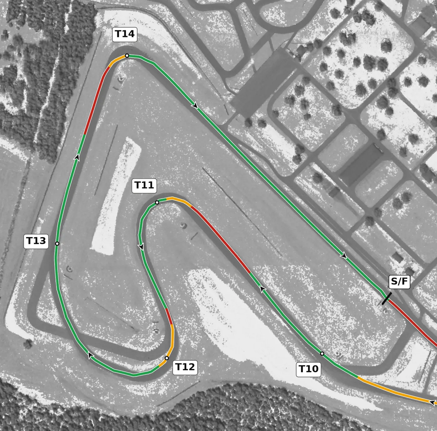 CMP race line, Sector 3: T11 to T14