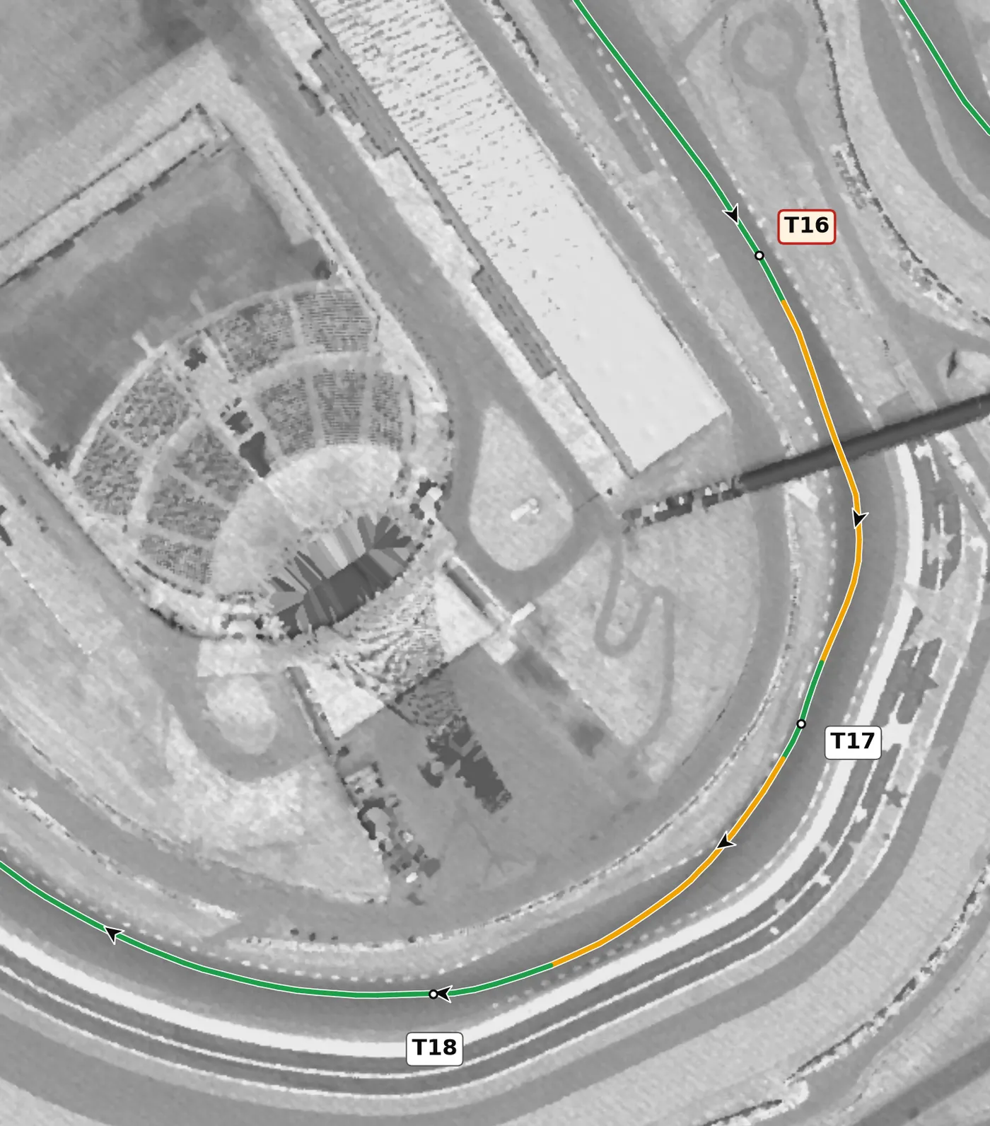 COTA T17 race line close-up
