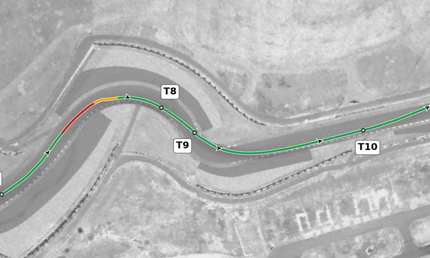 COTA T9 race line close-up
