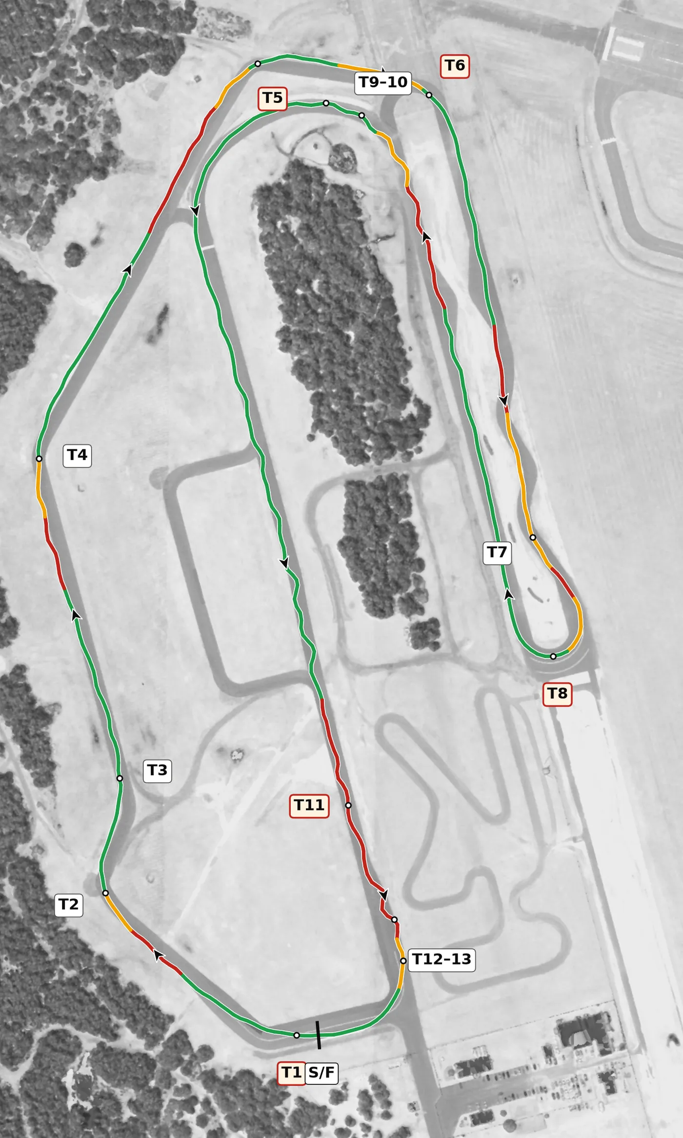 FIRM race line, Sector 3: T9 to T13