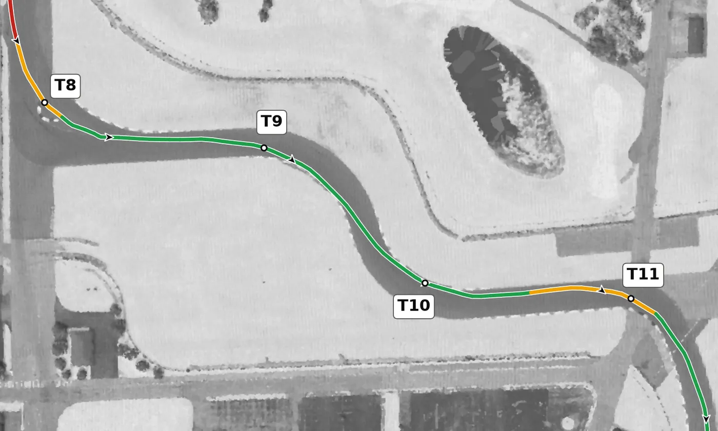 IMS road course T10 race line close-up