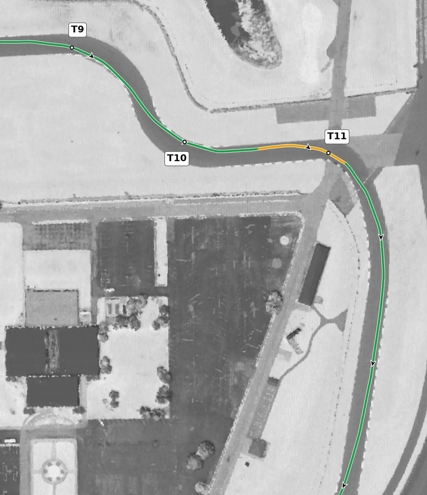 IMS road course T11 race line close-up