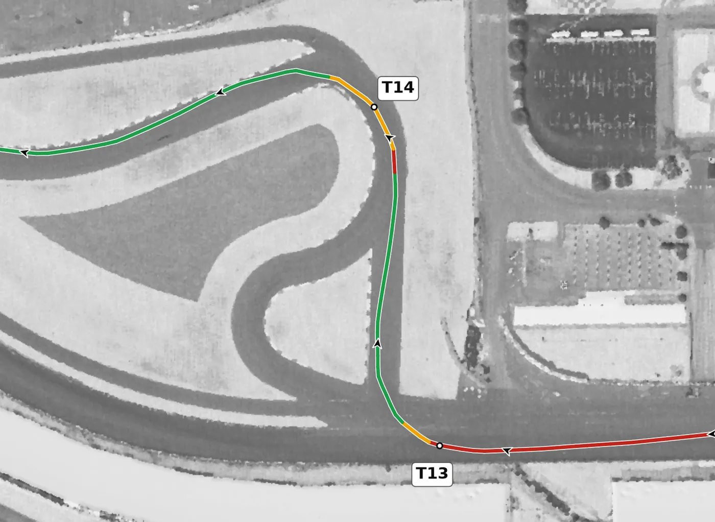 IMS road course T14 race line close-up