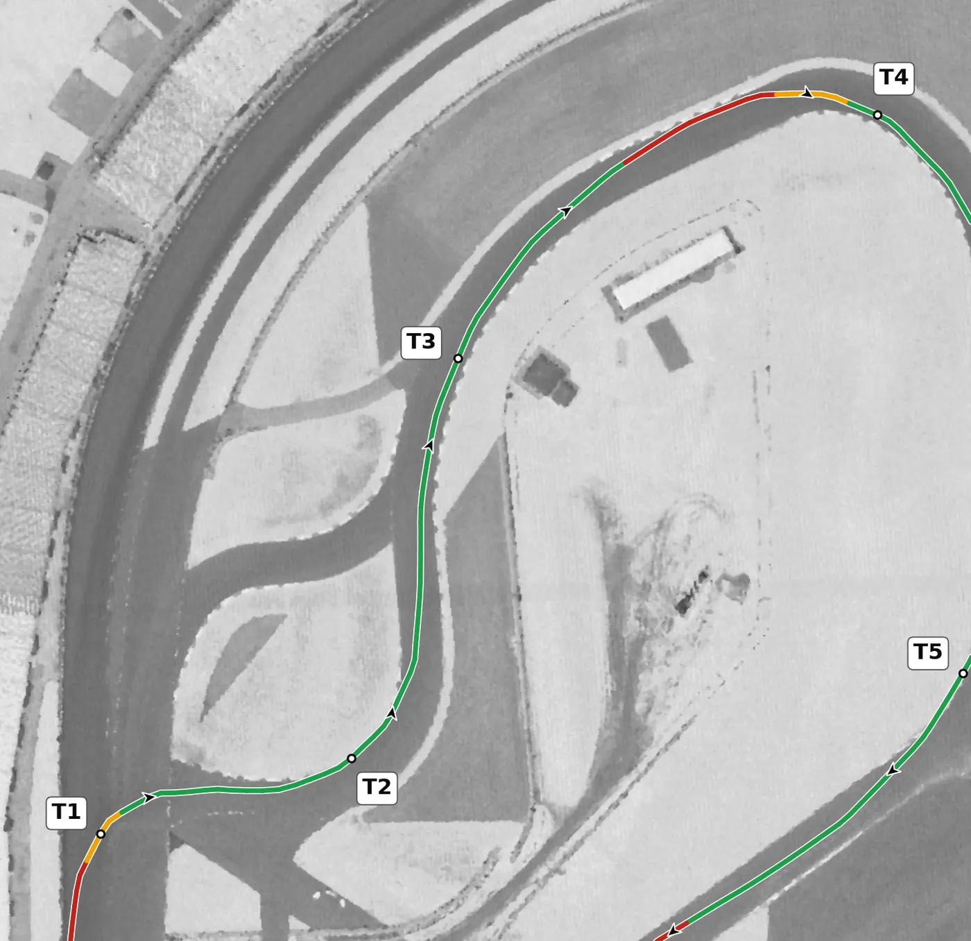 IMS road course T3 race line close-up