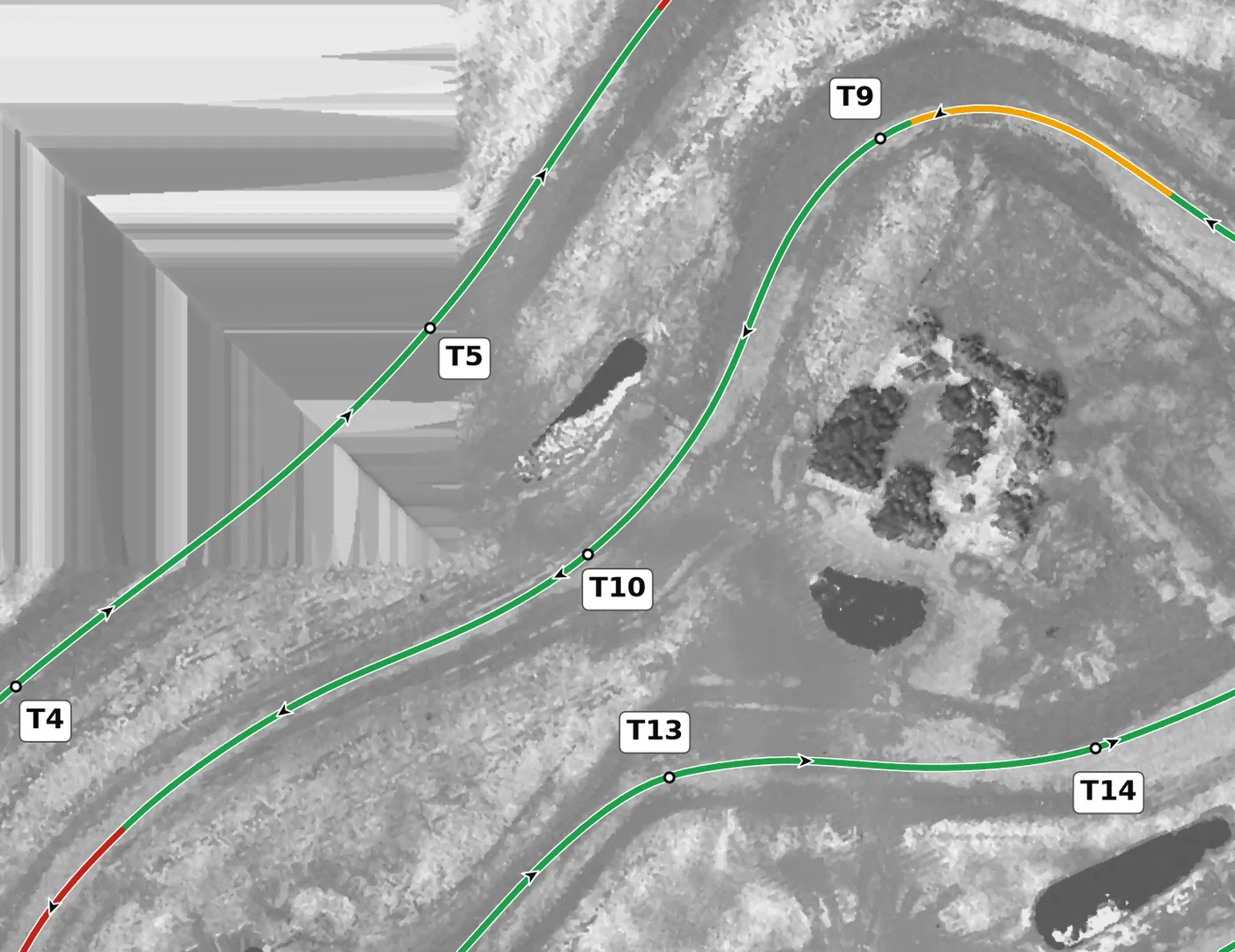 NCM Grand T10 race line close-up