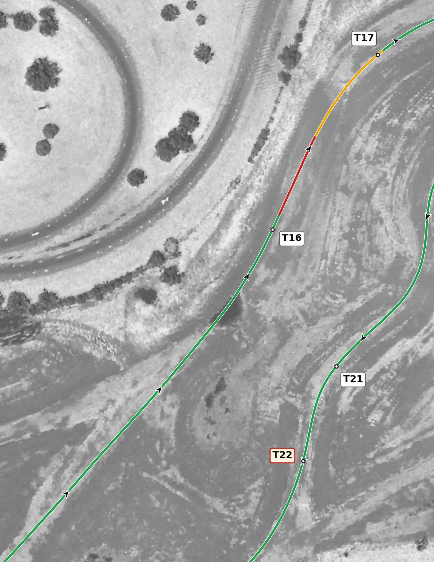 NCM Grand T16 race line close-up