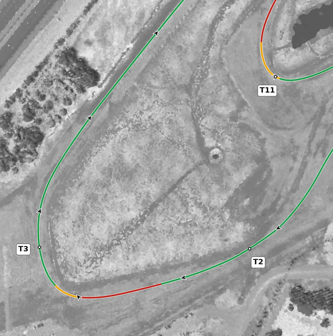 NCM Grand T3 race line close-up