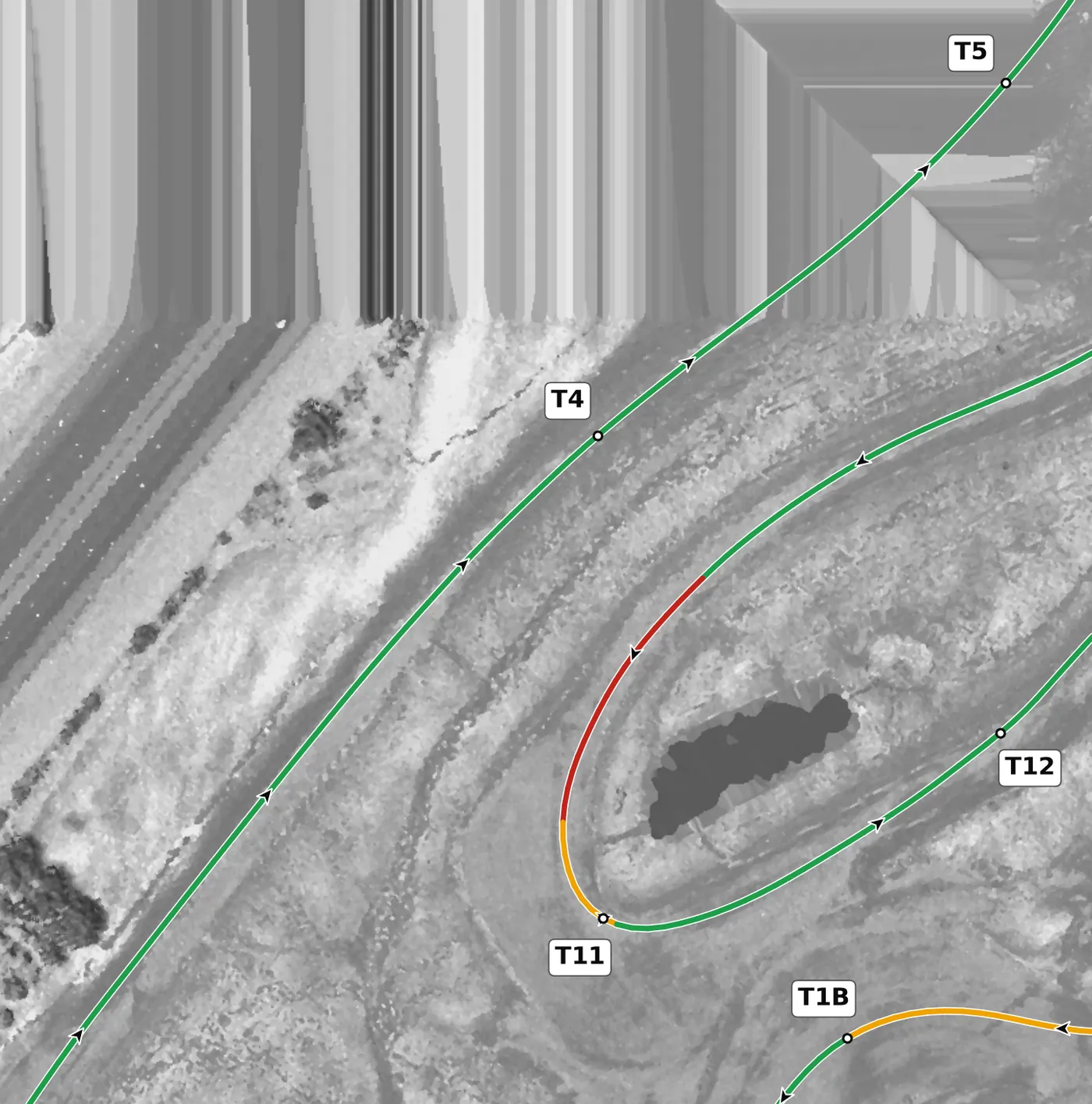 NCM Grand T4 race line close-up