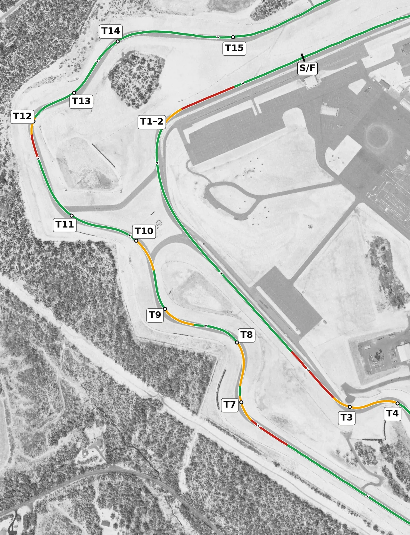Pitt Race race line, Sector 2: T7 to T14