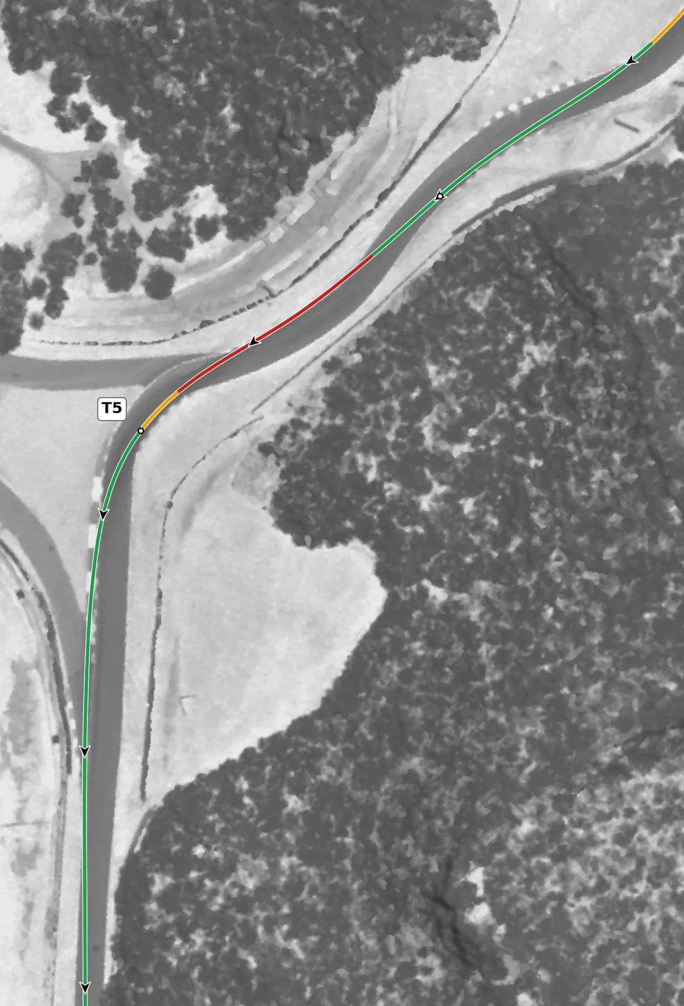 Road Atlanta T5 race line close-up: Climbs at 11%.