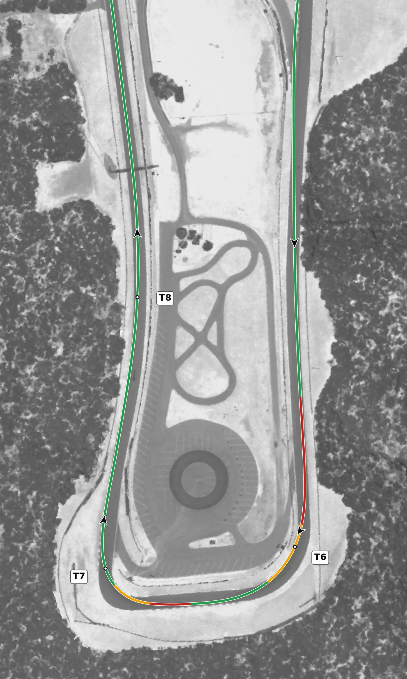 Road Atlanta race line, Sector 2: T6 to T8
