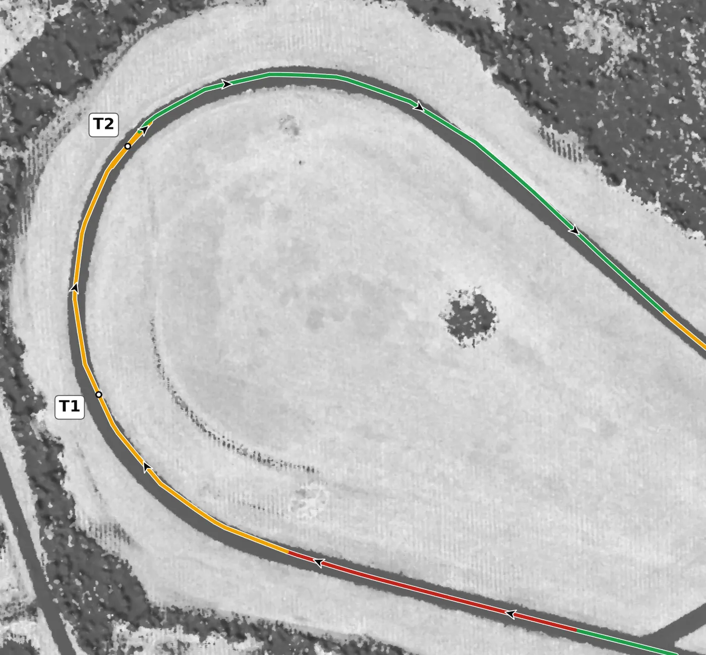 Roebling Road T2 race line close-up