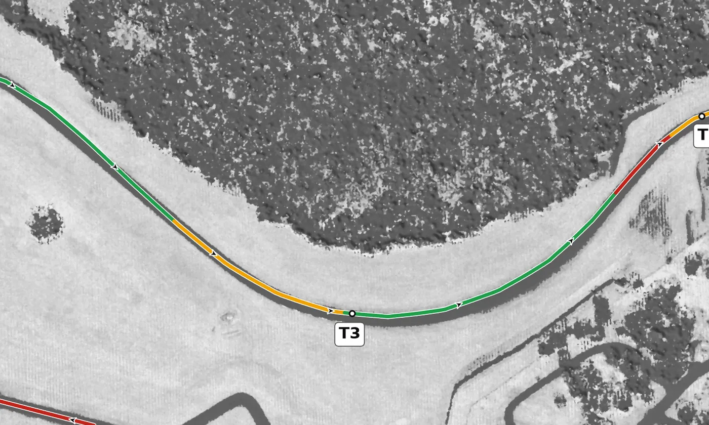 Roebling Road T3 race line close-up