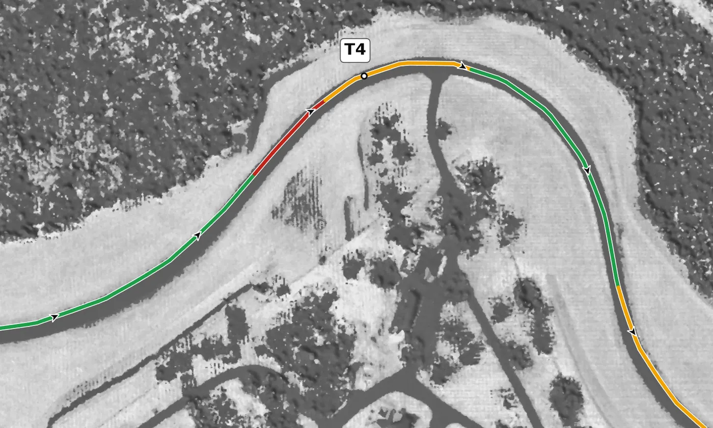 Roebling Road T4 race line close-up