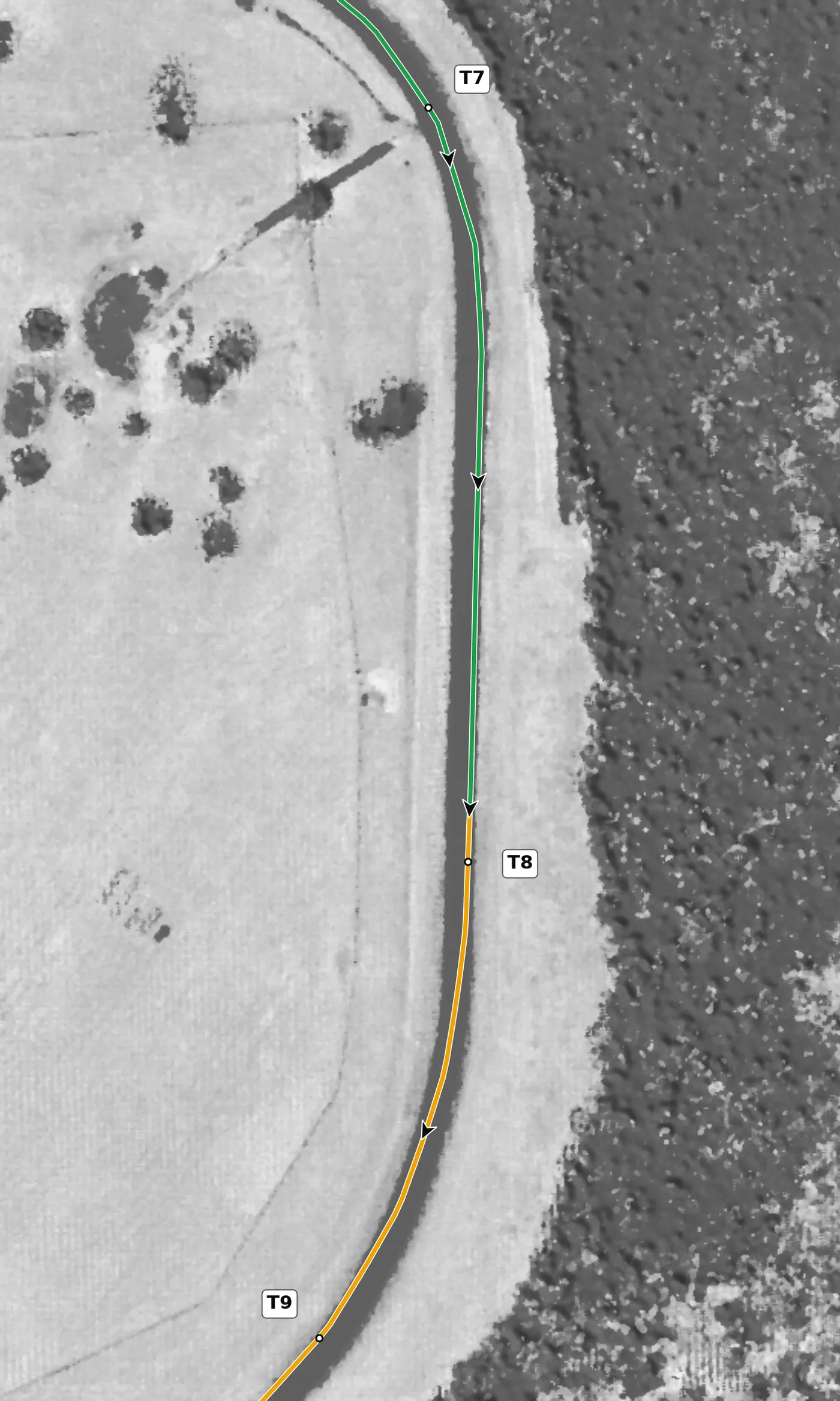 Roebling Road T8 race line close-up