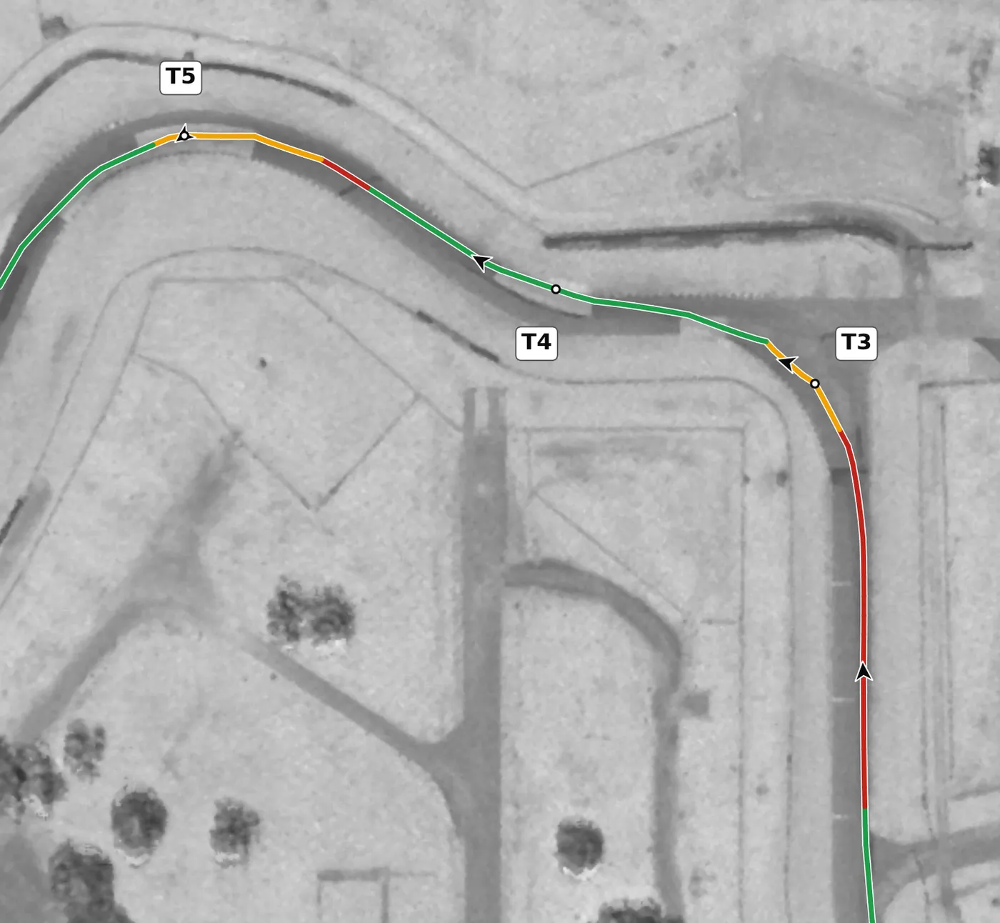 Sebring T4 race line close-up: Banked: +2.8% at the apex.