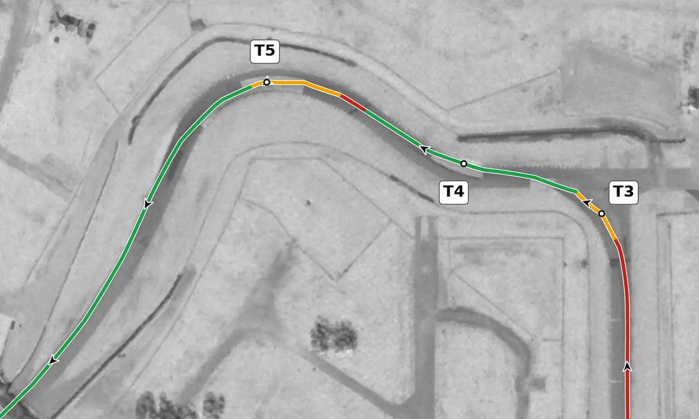 Sebring T5 race line close-up