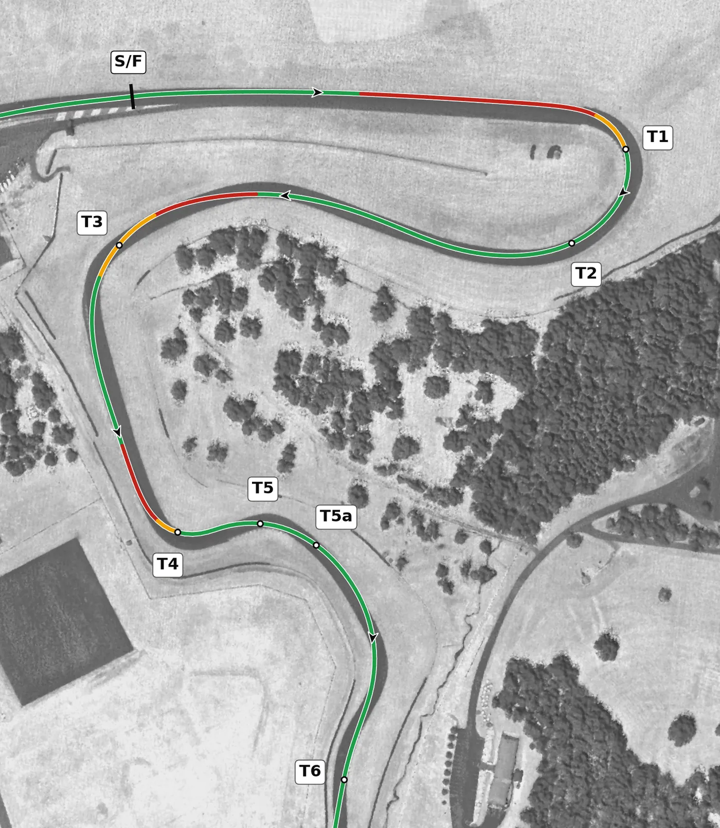 VIR Full race line, Sector 1: T1 to T5a