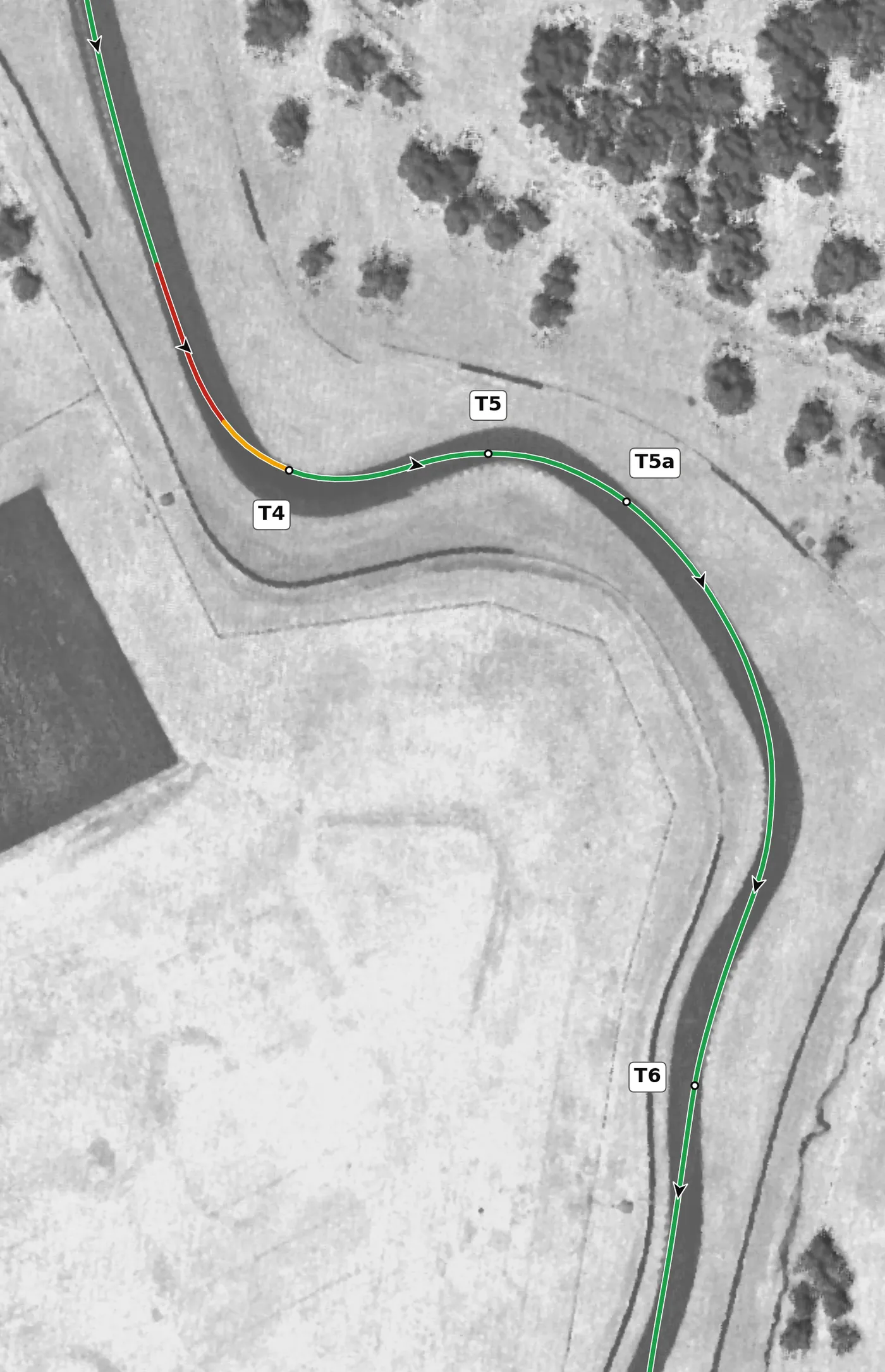 VIR North T5–T5a race line close-up