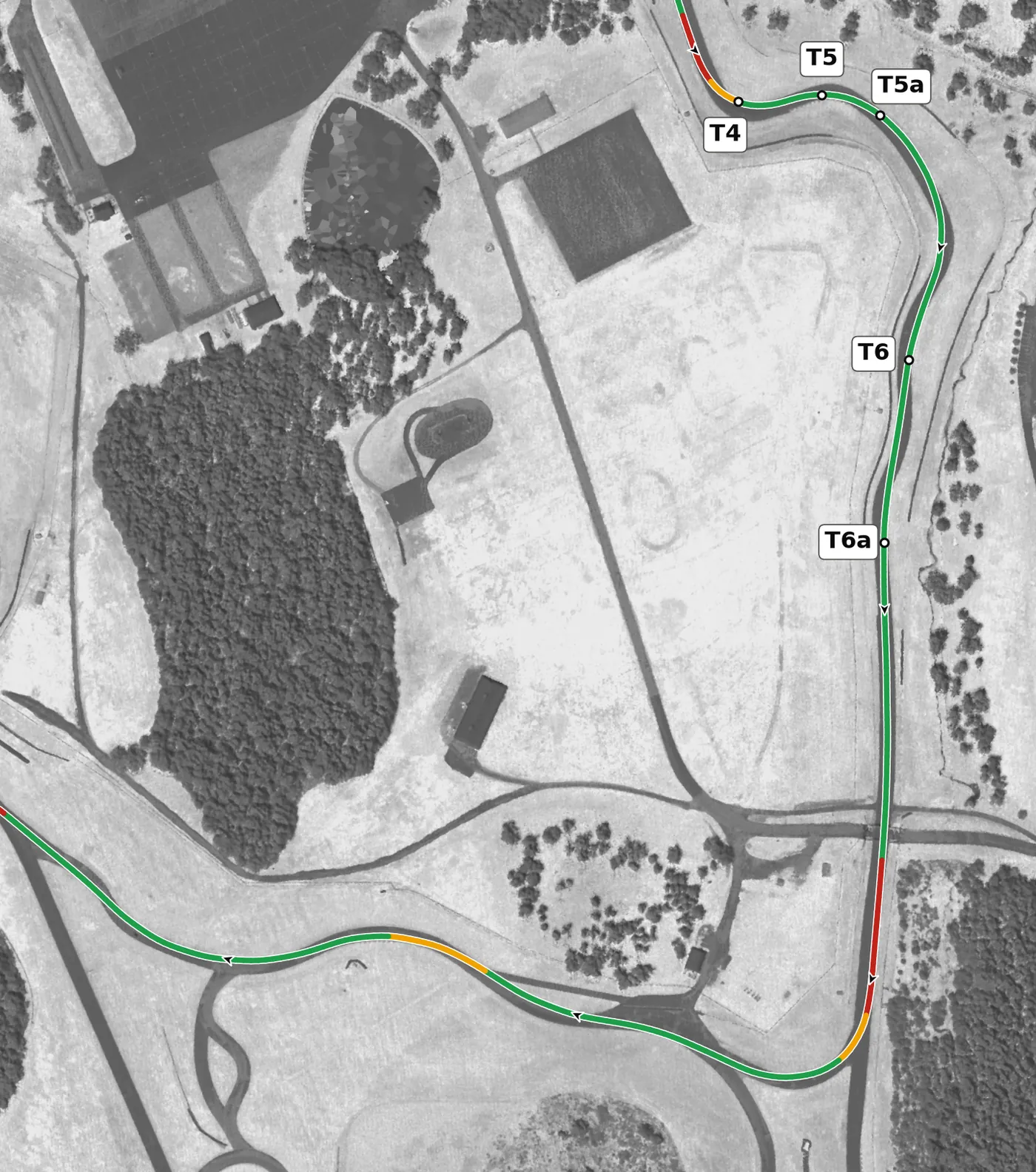 VIR North race line, Sector 2: T5 to T6a and the North connector