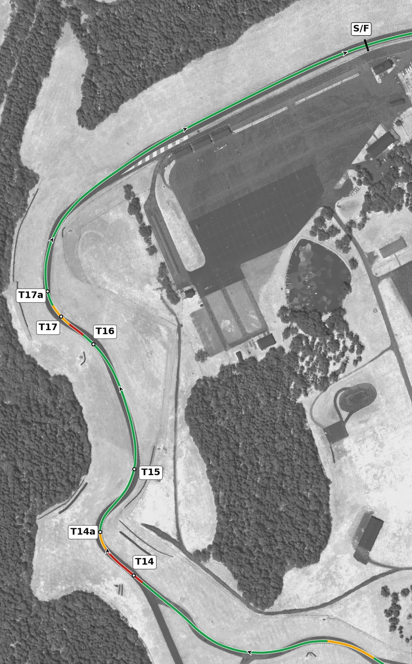 VIR North race line, Sector 3: T14 to T17a
