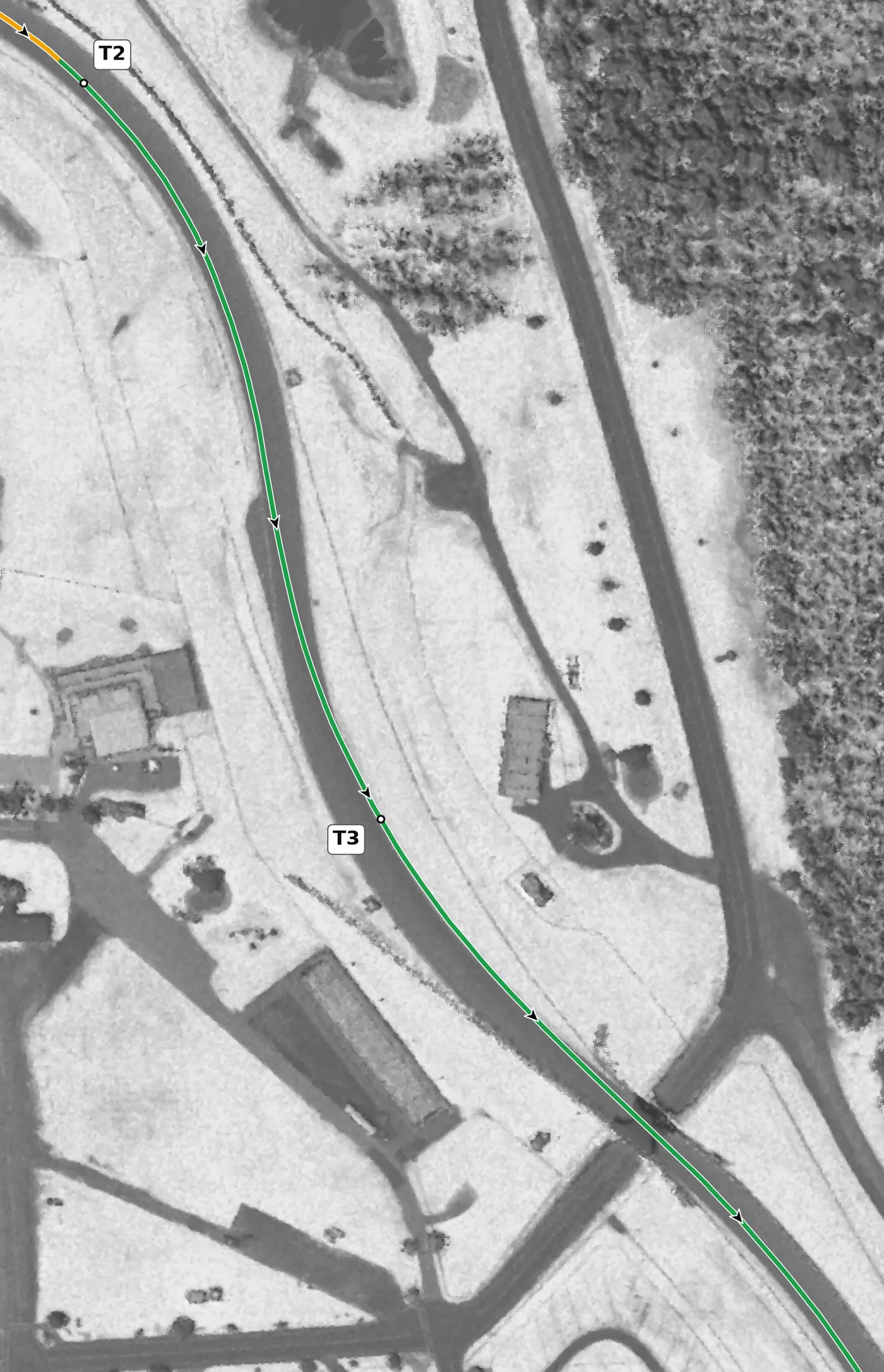 Watkins Glen T3 race line close-up: Banked +8.1% while climbing at +6.3%, the steepest apex grade on the lap.