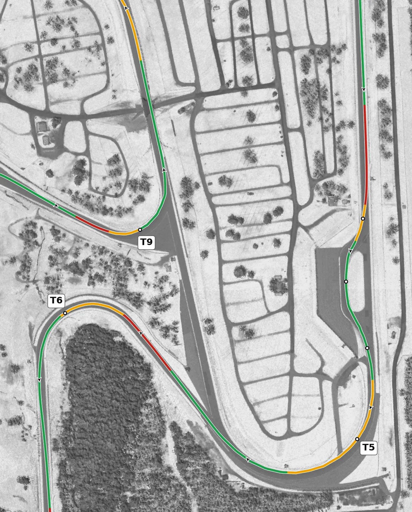 Watkins Glen race line, Sector 2: the Bus Stop to T6
